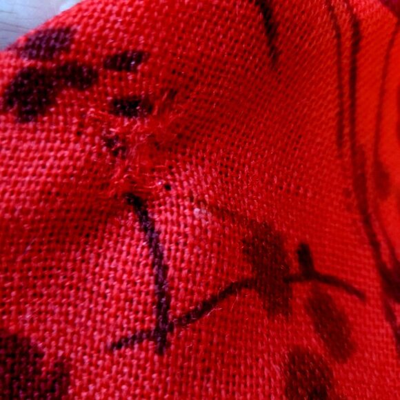 Vintage Lanz Dress 60s Fit and Flare XS Red Floral Wool Linen With Pockets - Picture 4 of 14